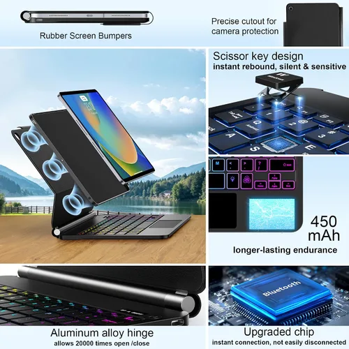 Miniatura 4 de Funda con teclado magnético mágico para iPad de 9ª generación con teclado para iPad 10.2 de 9ª/8ª/7ª generación y Air 3, Pro 10.5, trackpad