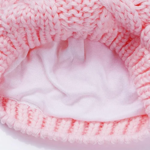Miniatura 4 de Juego de 2 gorros de invierno para recién nacidos, guantes para bebés, niñas y niños pequeños, cálidos sombreros de punto, guantes de otoño