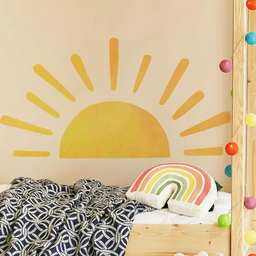 Miniatura 3 de 45.6 x 23.8 pulgadas, diseño bohemio de medio sol, calcomanías de pared removibles para pared, vinilo para despegar y pegar, calcomanías de medio