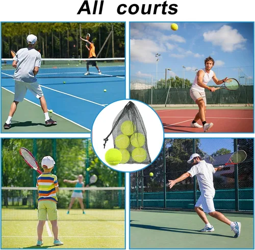 Miniatura 4 de Pelotas de tenis, 6 unidades, pelotas de tenis de entrenamiento, vienen con bolsa de malla para un fácil transporte, para principiantes, de alta