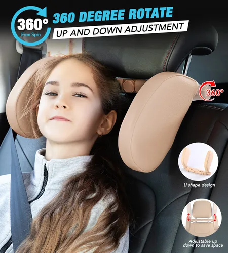 Miniatura 5 de JZCreater Almohada para reposacabeza de coche, almohada ajustable de 180° para el cuello y la cabeza, en forma de U, reposacabezas para dormir