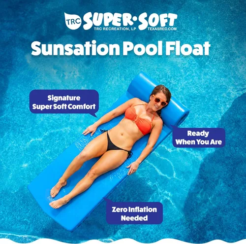 Miniatura 2 de TRC Recreation Sunsation 1.75" Thick Foam Pool Float Lounger w/ Headrest for Lounging & Sunbathing in Swimming Pools, Beaches & Lakes, 70" x 26