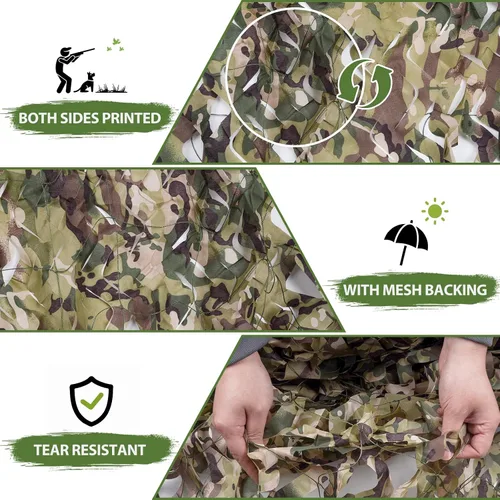 Miniatura 3 de Camo Netting Camouflage Netting with Mesh Backing Military Camo Nets Sunshade Fence Tarp Net Lightweight Great for Duck Hunting Blind Shooting