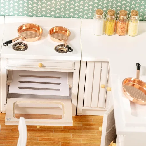Miniatura 5 de Juego de muebles de casa de muñecas de madera, muebles de casa de muñecas en miniatura a escala 1 12 para cocina de casa de muñecas, muebles de casa