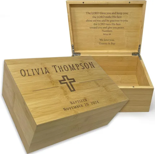 Miniatura 36 de Caja de madera grabada personalizada grande – Caja de recuerdo de madera de acacia con mensaje oculto personalizado, cajas de memoria de nogal