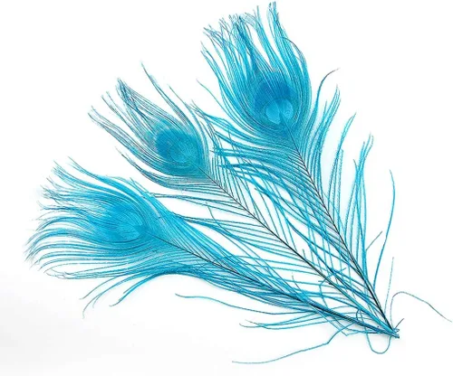 Miniatura 17 de Shekyeon Paquete de 10 centros de mesa de boda de plumas de pavo real blanqueadas de 10 a 12 pulgadas (blanco hueso)