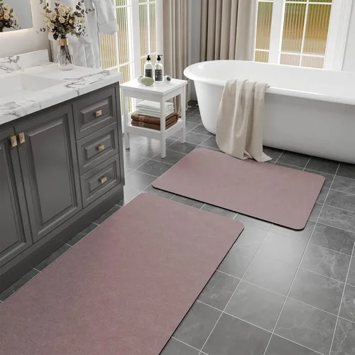 Miniatura 26 de Alfombras de baño de 32 x 17 pulgadas, tapetes de baño de tierra de diatomeas de secado rápido, absorbentes, tapetes de baño de goma antideslizante