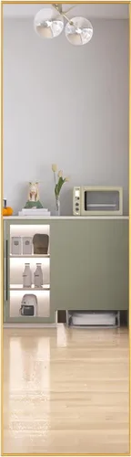 Miniatura 9 de Beauty4U Espejo de Cuerpo Completo de 59" x 16" de Alto con Soporte, Espejo de Cuerpo Completo Dorado para Montaje en Pared, Espejo Templado