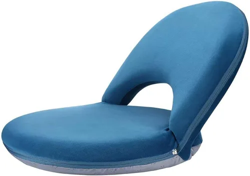 Nnewvante Silla de Piso con Respaldo Ajustable Silla Plegable de Meditación Tela Similar a Gamuza Reclinable Acolchado Multiángulo para Adultos Azul