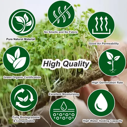 Miniatura 3 de Kit de 64 microverdes, almohadillas hidropónicas de germinación de 5 x 5 pulgadas, alfombrilla de cultivo microverde, producción orgánica