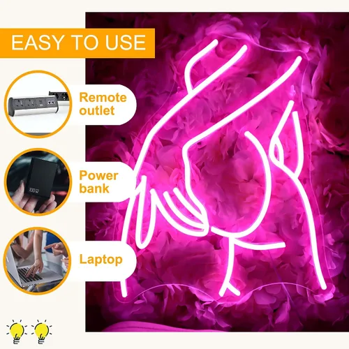 Miniatura 3 de Hermoso Letrero de Cuerpo de Damas en Neón, Luz de Cuerpo de Mujer en Neón, Letrero de Nalgas de Dama en Neón, Luz de Arte de Línea de Trasero Rosa