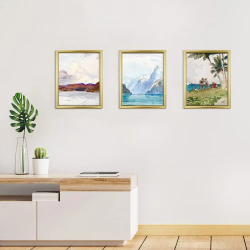 Miniatura 7 de LaVie Home - Marco de fotos (6 unidades), diseño simple con cristal de alta definición, para montaje en pared y en mesa, colección clásica, Dorado