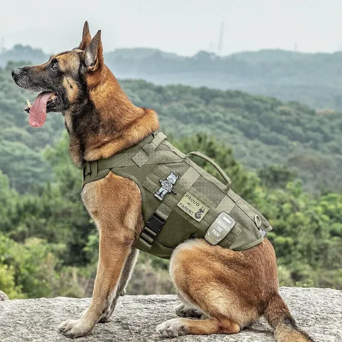 Miniatura 6 de OneTigris Arnés táctico para perros pequeños, diseño de malla, chaleco transpirable para perros militares, chalecos Molle con asas, arnés