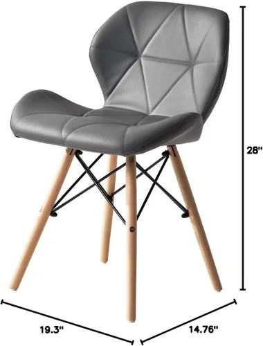 Miniatura 9 de OSJ Dining Chair, Laser PU Seat, Eames Modern Design, Natural Wood Legs, Eames Chair, Nordic, Stylish, Designers, Reproduction, Set of 1
