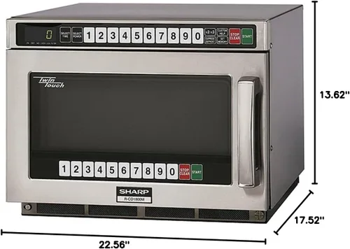 Miniatura 8 de Sharp R-CD1800M - Horno de microondas comercial, TwinTouch resistente con doble touchpads, 1800 vatios, 0.75 pies cúbicos de capacidad, acero