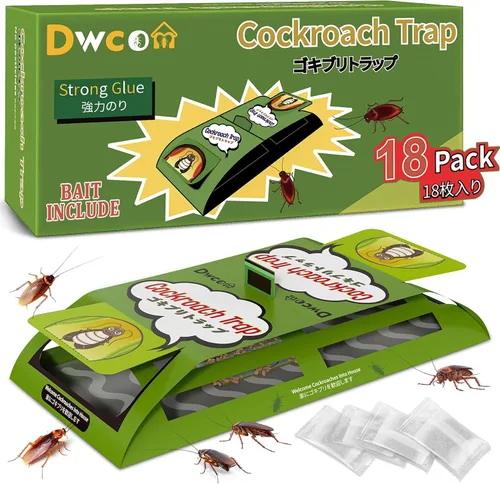 Paquete de 18 trampas adhesivas para cucarachas para interiores, para interiores y hogares, trampas adhesivas para cucarachas, trampas para