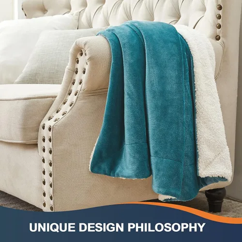 Miniatura 87 de Walensee Manta de Vellón Sherpa (Tamaño Queen de 90 x 90 pulgadas, negro) Manta de Felpa Suave Difusa Súper Suave Reversible de Microfibra