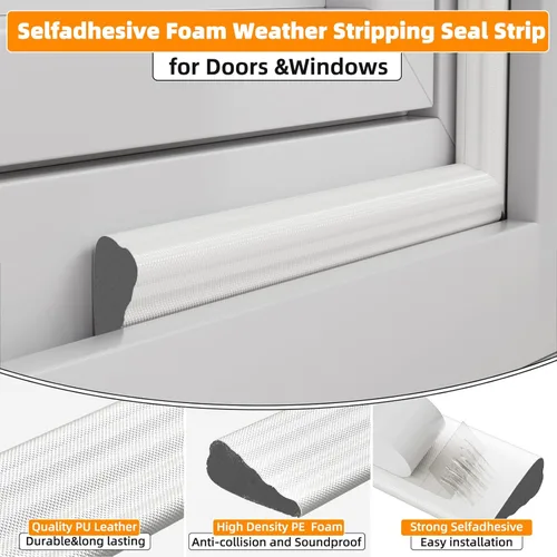 Miniatura 4 de 1 paquete*9.8 pies de cinta adhesiva en forma de cuña de espuma para sellado de ventanas y puertas, relleno de espacio para el marco exterior