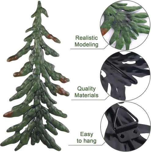 Miniatura 4 de 4 Piezas de Decoración de Pared de Árbol de Pino, Arte de Pared de Metal de Árbol de Pino para Decoración de Navidad al Aire Libre, Sala de Estar