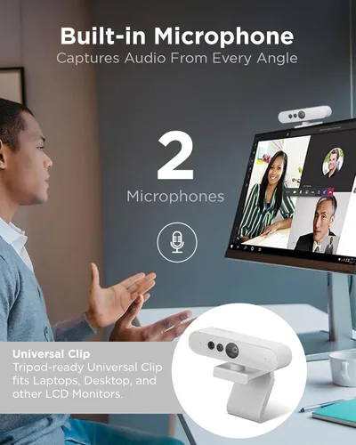 Miniatura 3 de Cámara web HD 1080p de Lenovo (510 FHD) - Cámara de monitor con zoom digital 4X, ángulo amplio de 95°, rotación y inclinación de 360° - Cámara