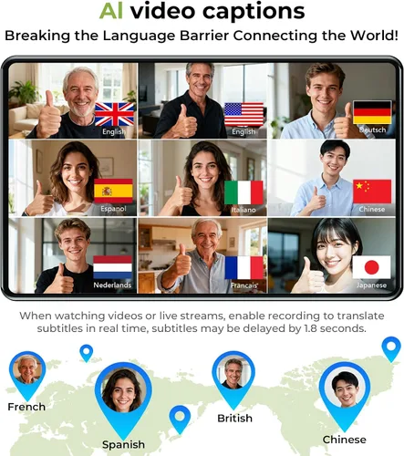 Miniatura 4 de Auriculares BEARTAIN NE20, Nuevos Auriculares AI NE20 de 2025 con Traducción en Tiempo Real, Auriculares Traductor de Idiomas con Pantalla Táctil
