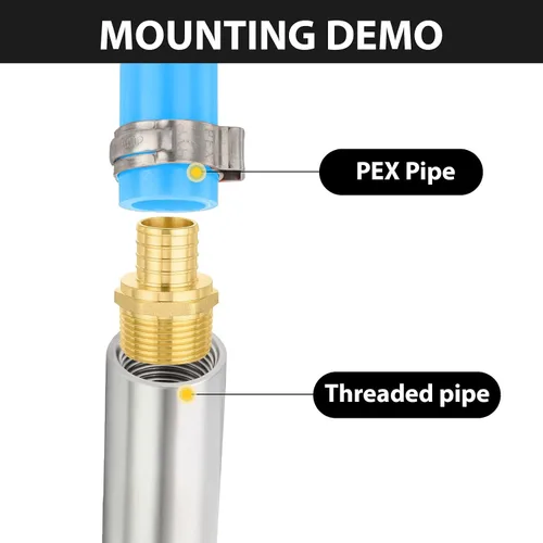 Miniatura 5 de Paquete de 5 accesorios Foskan PEX, adaptador macho NPT de 1 pulgada a 1 pulgada, accesorios de engarce de púas de latón para manguera de agua de RV
