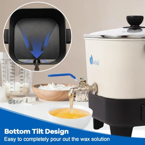 Miniatura 3 de Yuuchail Derretidor de cera para hacer velas, olla grande de cera de 7 cuartos con pantalla digital y parte inferior inclinada antiadherente, fácil