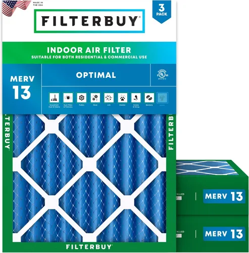 Miniatura 11 de Filterbuy Filtro de aire de 8 x 14 x 1 pulgadas MERV 13 de defensa óptima (paquete de 3), filtros de aire de repuesto plisados HVAC para calderas