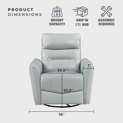 Miniatura 2 de Lexicon Silla reclinable giratoria, sillón reclinable manual de cuero de grano superior, cómodo sillón reclinable para guardería, silla reclinable