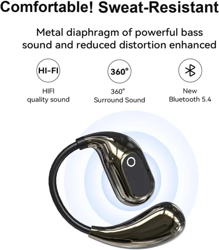 Miniatura 2 de OWS - Auriculares inalámbricos Bluetooth 5.4, auriculares inalámbricos con ganchos para las orejas y micrófono, IPX5 impermeable, rango 64H