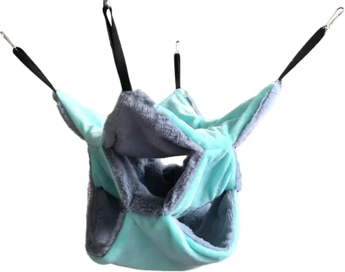 Miniatura 2 de Vedem Hamaca colgante para animales pequeños, de felpa, triple de felpa, escondite para azucar, hurón, ardilla (menta)
