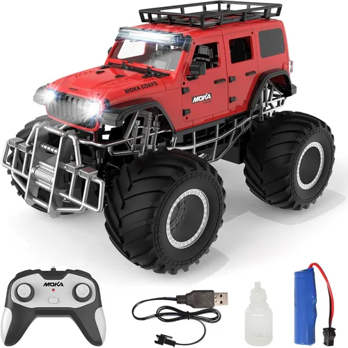 Miniatura 11 de Camión Monstruo RC de Alta Velocidad de Nivel de Entrada rojo con Luz y Rociador 2.4GHz Vertical Rotación 360° 4WD Camiones Monstruo Coches RC, 20+