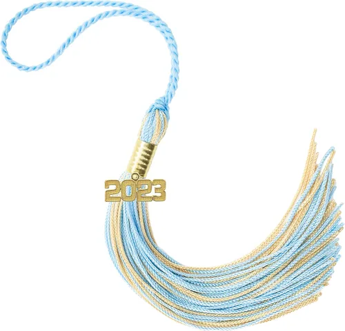 Miniatura 132 de Borla de graduación Aqua 2022, todos los colores escolares disponibles, fabricada en Estados Unidos