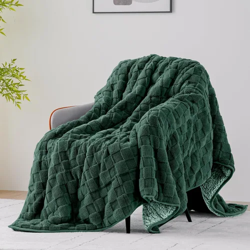 Miniatura 26 de Uttermara - Manta con peso de vellón sherpa de 15 libras para adultos, vellón ultrasuave y sherpa unicolor, manta de felpa acogedora de doble cara