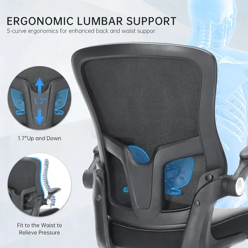 Miniatura 4 de Silla de oficina, silla de escritorio ergonómica con soporte lumbar ajustable, silla giratoria de malla transpirable para computadora