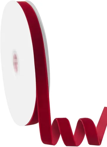 Cinta de terciopelo de 14 mm de ancho, 23 metros - Cinta de terciopelo rojo en carrete para manualidades, envoltorios de regalo, DIY, lazos para el