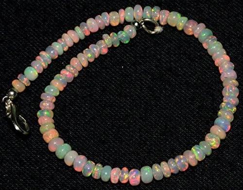 Miniatura 4 de Pulsera de cuentas lisas de ópalo etíope de 18 quilates con piedras preciosas naturales de 7 pulgadas