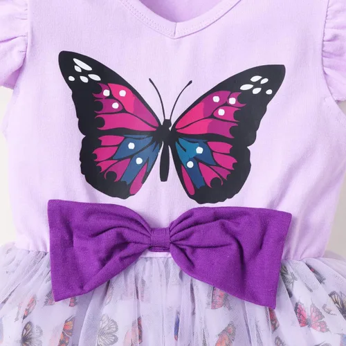 Miniatura 6 de Toddler Baby Girls Tutu Tulle Ruffle Sleeve Summer Casual Bowknot Princess Birthday Party Sundress 2-8 Years
