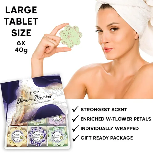 Miniatura 4 de Fiora Naturals - Juego de 6 bombas de ducha con aceites esenciales para aliviar el estrés, ducha de hidromasaje, bomba de baño para ducha, regalo