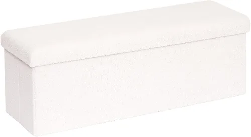 Miniatura 32 de PINPLUS Otomanas otomanas de almacenamiento con forma cuadrada con reposapiés de almacenamiento para sala de estar, asiento otomano Boucle para Negro