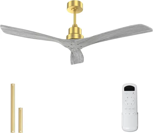 Miniatura 22 de Sofucor - Ventilador de techo de 52 pulgadas sin luces, moderno, de madera maciza, con control remoto, 5000 CFM de alto flujo de aire, motor CC