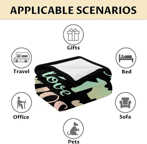 Miniatura 6 de Manta de dinosaurio para regalo, 30 x 40 pulgadas, bonita manta para adultos y niñas, mantas de felpa suave arcoíris para sofá y viajes
