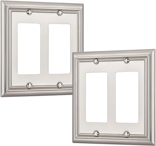 Miniatura 26 de DEWENWILS Paquete de 4 placas de pared de metal, cubierta de interruptor de palanca individual, resistente a la corrosión, níquel cepillado