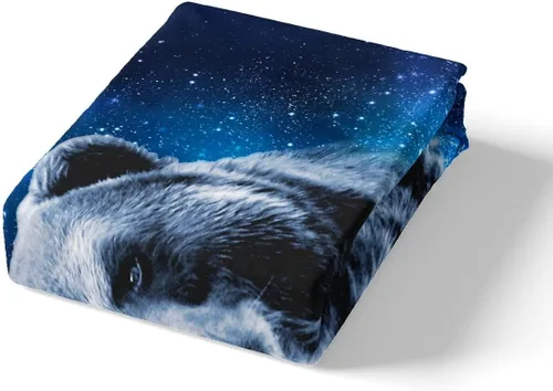 Miniatura 6 de Feelyou Juego de edredón de oso azul, juego de ropa de cama de osos de animales, juego de edredón acolchado con estampado de arboleda de galaxia