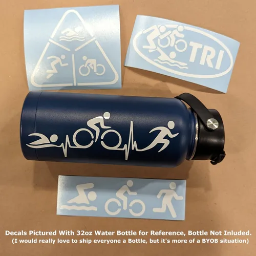 Miniatura 2 de Calcomanías de Triatlón Paquete de 4: Nadar Ciclismo Correr, TRI, Latido del Corazón de Triatlón (Blanco, Grande ~5 pulgadas)