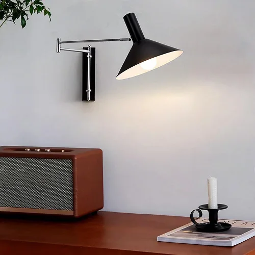 Miniatura 4 de Aplique de pared Bauhaus con brazo articulado, Aplique industrial cromado, luz de lectura ajustable para mesilla de noche, lámpara de metal moderno