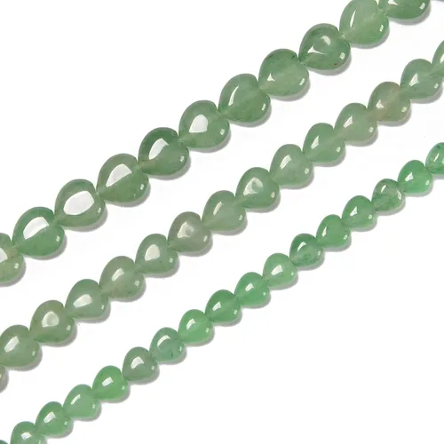 JM Design Granos verdes de la forma del corazón de la aventurina tamaño 26.2 ft m 15.5" filamento para la fabricación de la joyería