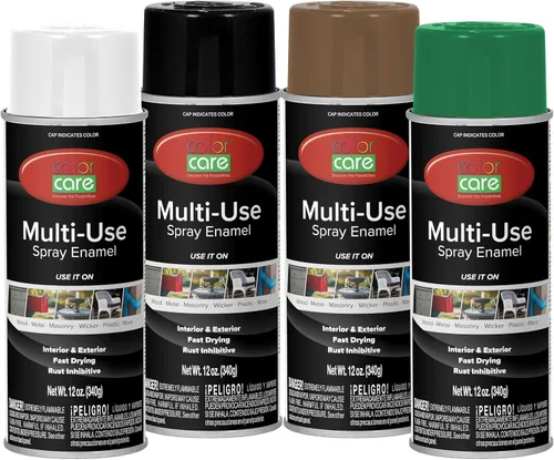Miniatura 43 de Pintura en aerosol, 12 onzas, paquete de 6 (mezcla de colores cálidos: blanco brillante, rojo rubí, naranja, amarillo, marrón, negro brillante)