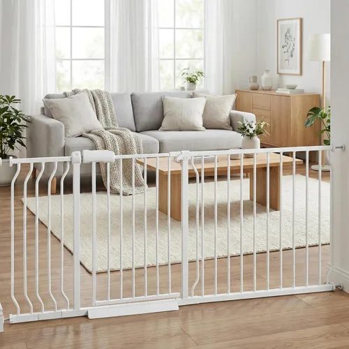Miniatura 11 de Puerta de bebé para escaleras y puertas, puertas para perros de 29 a 34 pulgadas para la casa, puerta para mascotas de interior montada a presión