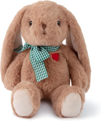 Conejito pequeño de peluche con corazón, lindo conejo marrón, animales de peluche suaves, oso de peluche, juguetes de peluche, regalos para novia,